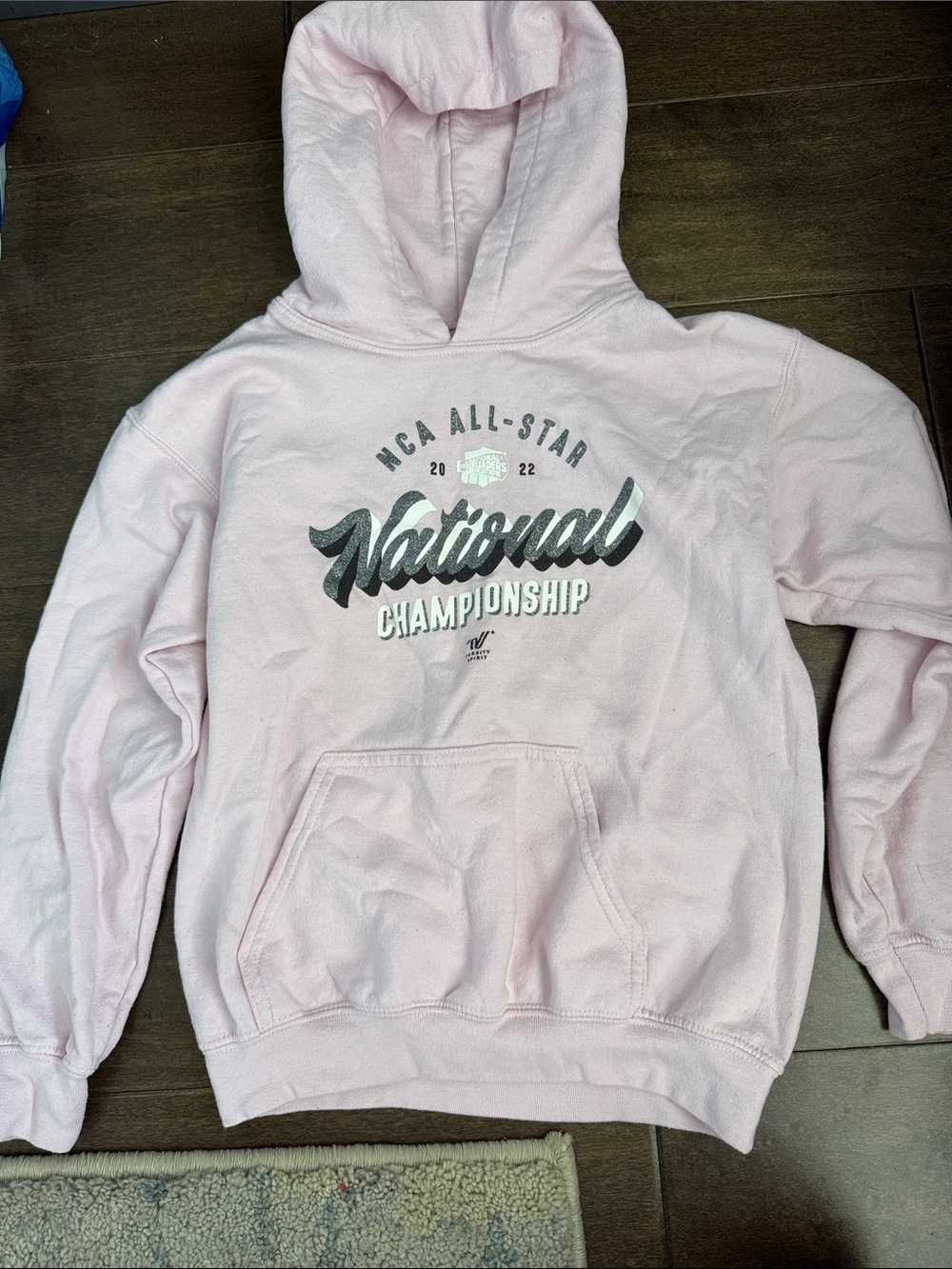 Pink NCA National Championship 2022 Hoodie Cheer gray and White Varsity Sz YM